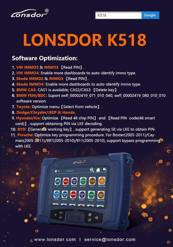 Lonsdor K518S Update Info