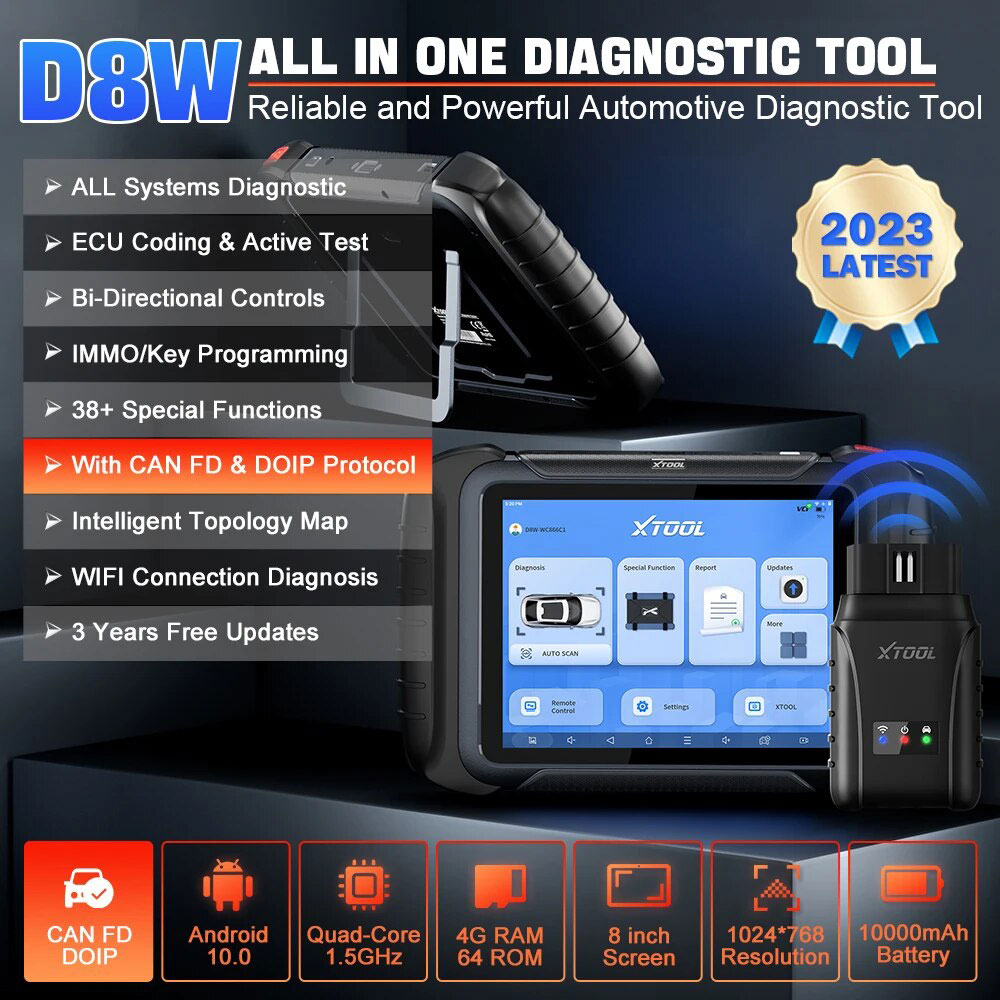  XTOOL D8S Automotive Diagnostic Scan Tool 2024 Newest with 3  Years Updates, CAN FD & DoIP, ECU Coding, Bi-Directional Control,  38+Resets, Key Programming, Full Diagnostics, Upgraded Ver. of D8 :  Automotive