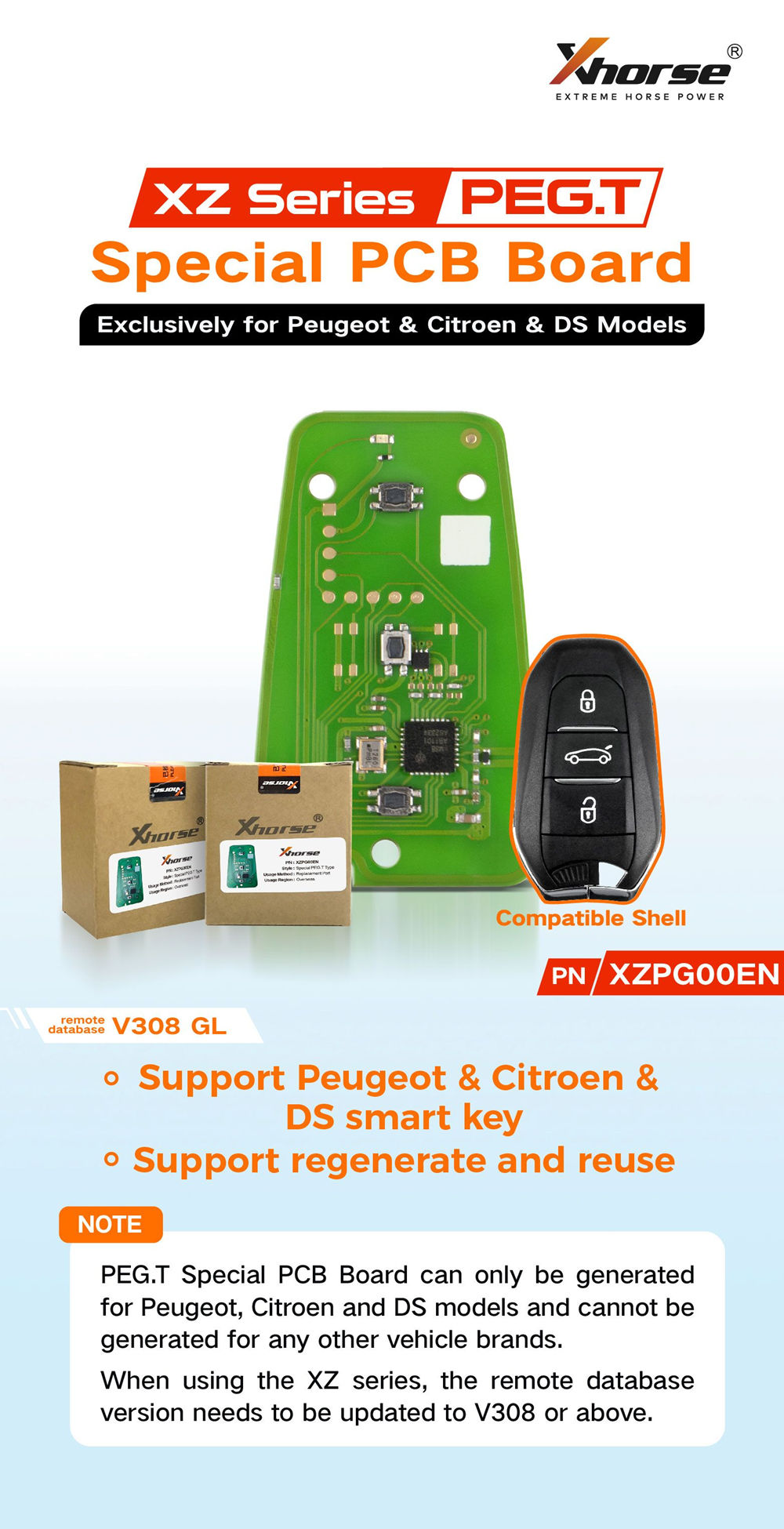 XHORSE XZPG00EN Special PCB Board Exclusively for Peugeot & Citroen & DS Models