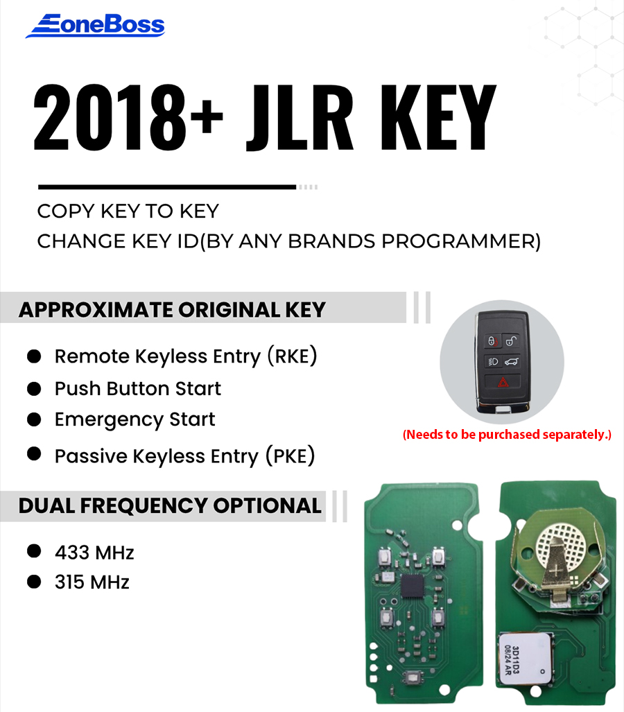 EONEBOOS for JLR Key PCB Board Only Support Year 2018-2021 Frequency: 315MHz