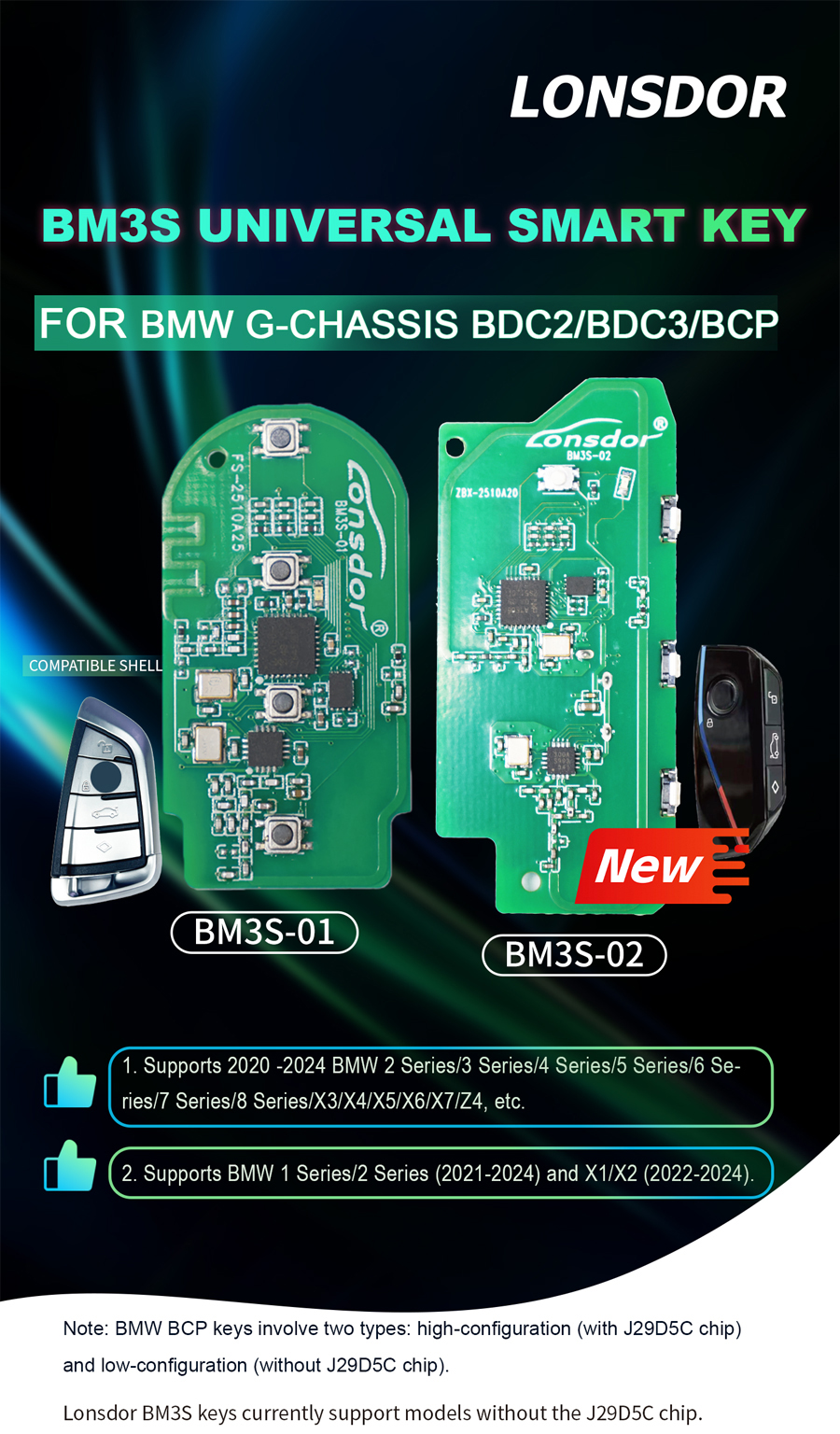 Lonsdor BM3S-02 BM3S Universal Smart Key for BMW G-Chassis BDC2/BDC3/BCP