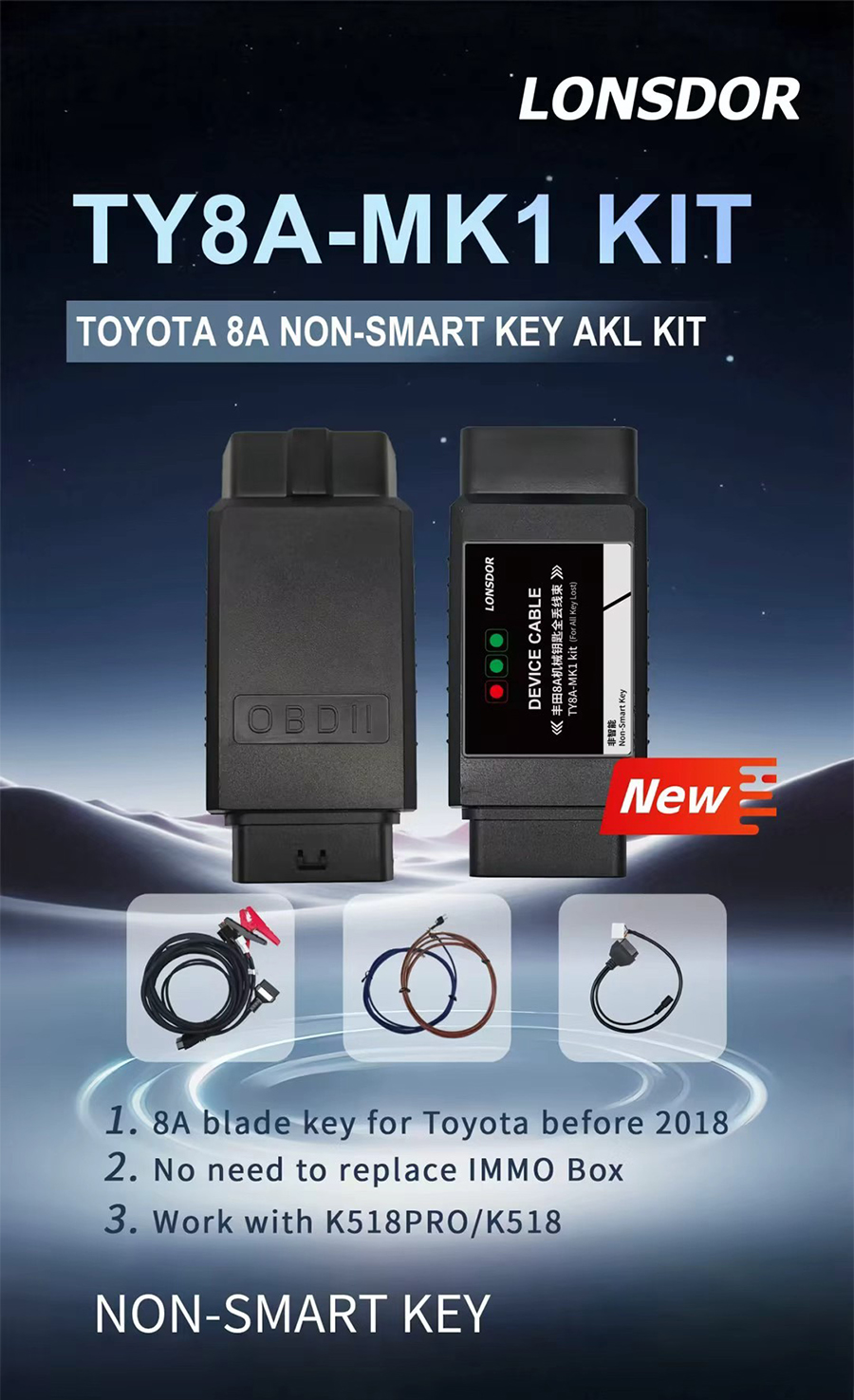 LONSDOR TOYOTA TY8A-MK1 Kit for TOYOTA 8A NON-SMART Key AKL