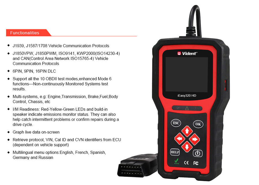Vident iEasy320HD Diesel Truck Diagnostic Tool