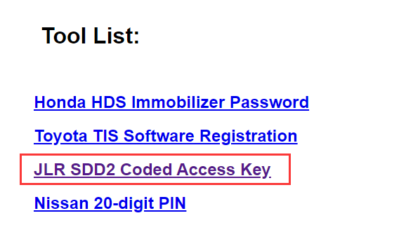JLR SDD Coded Access Password