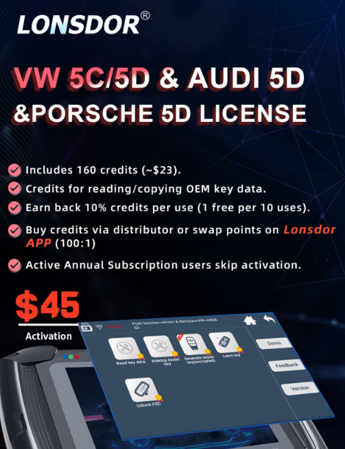 Attivazione Licenza Funzione Lonsdor MQB49 5C / 5D-autoobd2