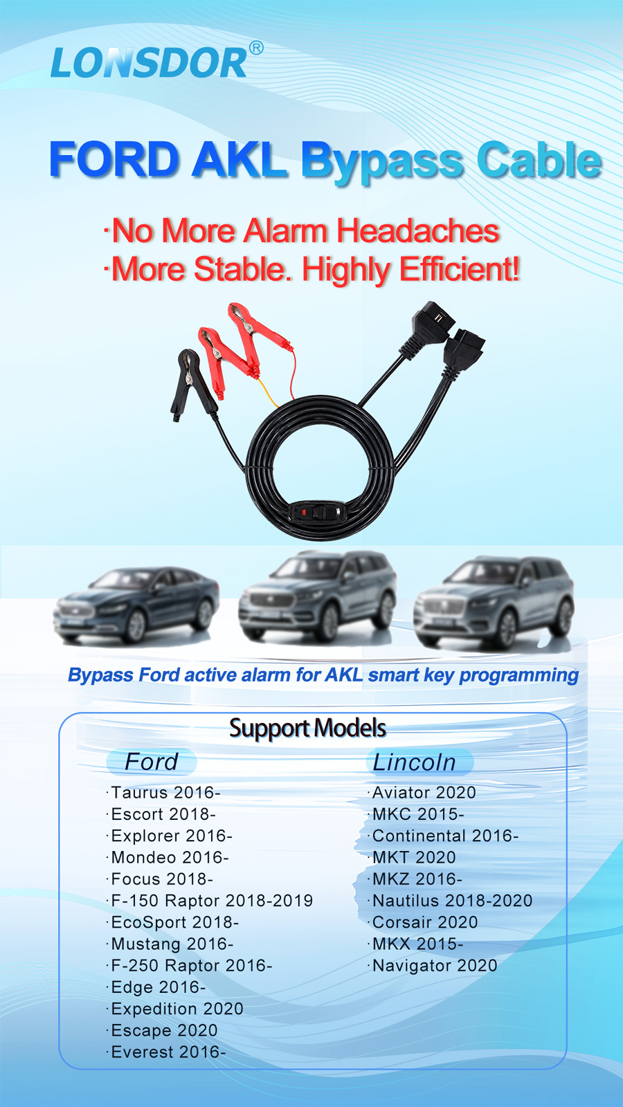 LONSDOR  for FORD AKL Bypass Cable-autoobd2-1