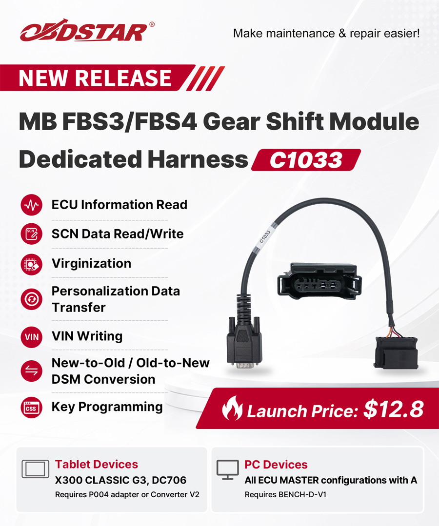 OBDSTAR C1033 Dedicated Harness for MB FBS3/FBS4 ISM & DSM Gear Shift Modules-autoobd2